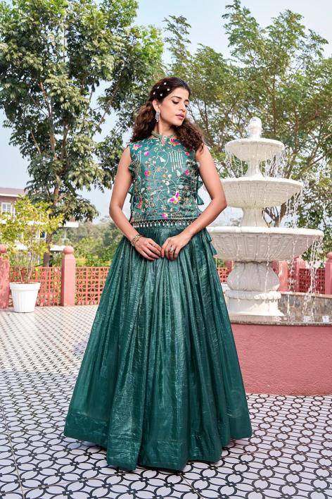 Ram 166 Gold crush Green Lehengha choli manufacturer and exporter in Mumbai